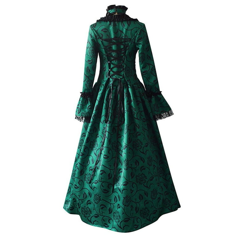yoeyez Women's Victorian Rococo Dress Vintage Long Party Costume Flare  Sleeve Medieval Ball Gown Lace Patchwork Gothic Dress Masquerade Theme Dresses  Green,5XL - Walmart.com
