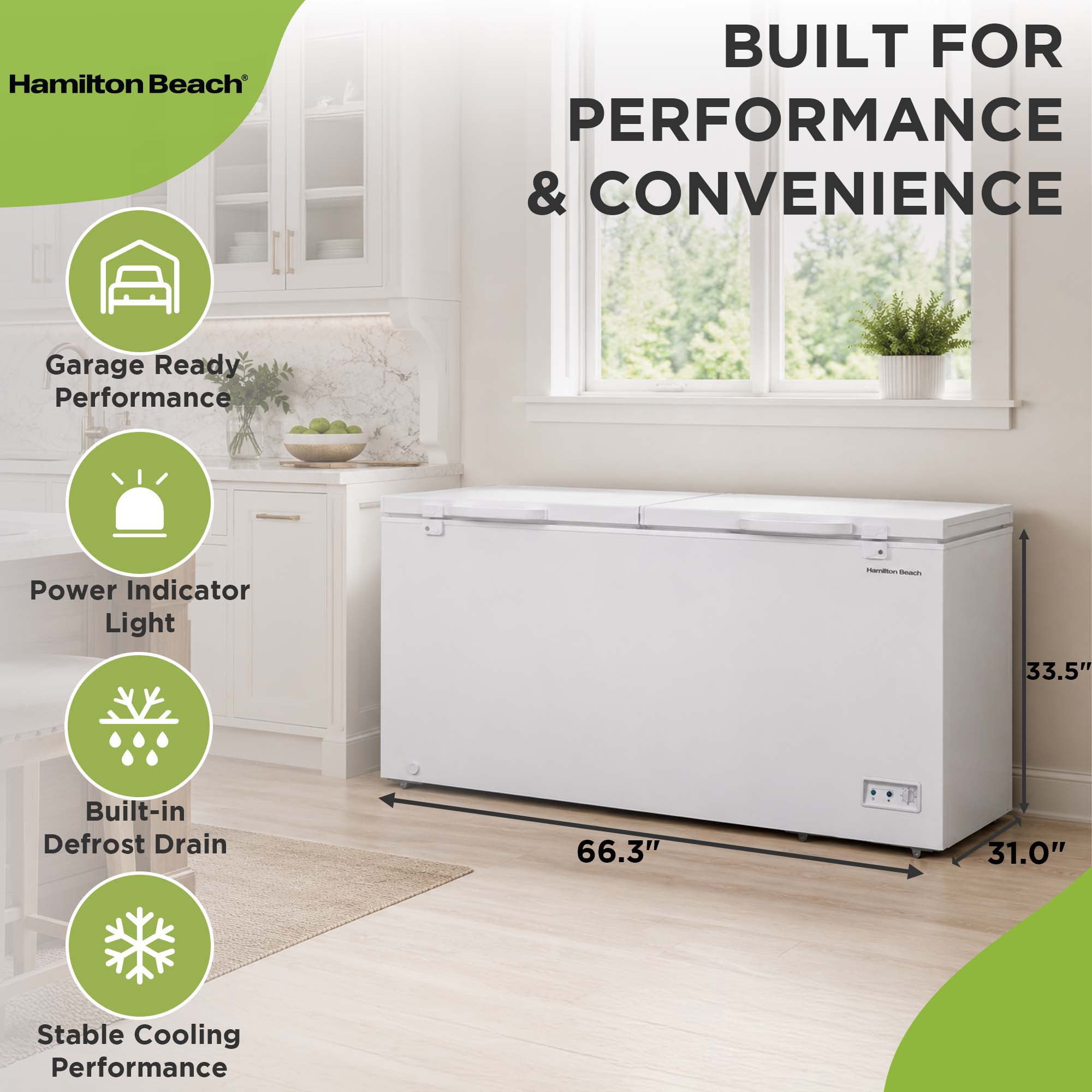 Hamilton Beach 17 Cu. ft. Garage Ready Chest Freezer, Large
