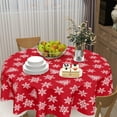 thumbnail image 3 of Red Christmas Tablecloth Round 60 Inch Merry Christmas Snowflakes Decoration Table Cloth Washable Farmhouse Fabric Winter Table Cover for Dining Kitchen Holiday Party Picnic Indoor Outdoor Home Decor, 3 of 6