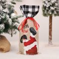 thumbnail image 4 of Matsuzay Cubierta de botella de vino de lino de Navidad cordón de encaje Santa Claus manga de cerveza de comedor ropa de Navidad bolsa de Kits de decoración para fiestas Cuadrícula blanca negra, 4 of 6
