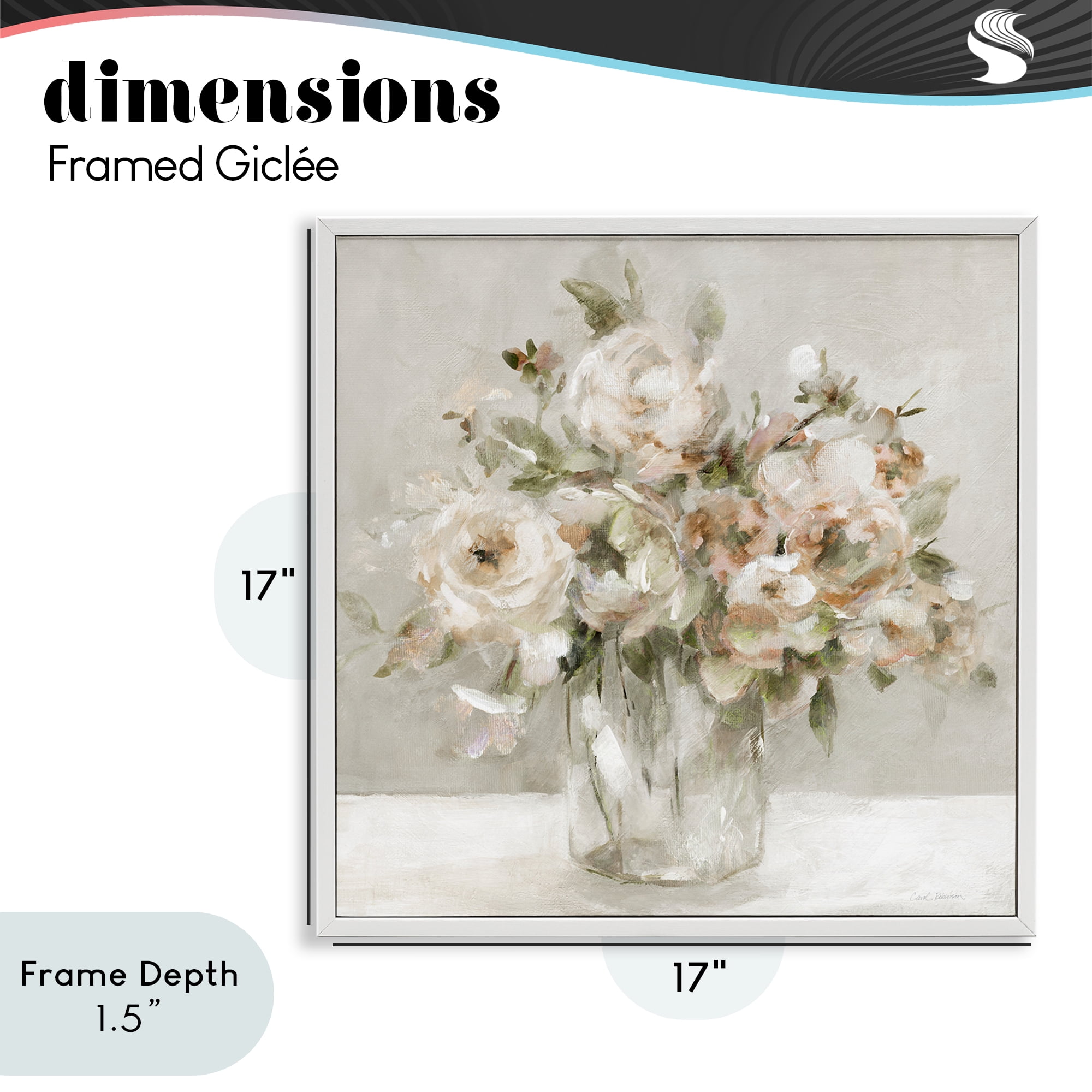Stupell Industries Soft Neutral Floral Still Life White Framed Giclee Art, design by Carol Robinson