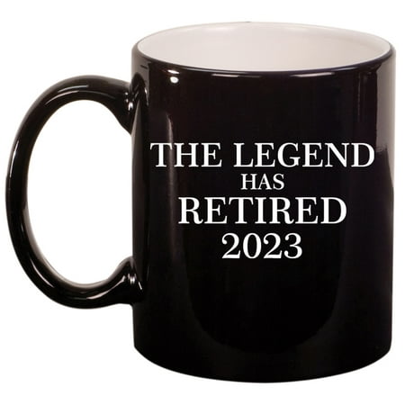 

The Legend Has Retired 2023 Retirement Gift Ceramic Coffee Mug Tea Cup Gift for Her Him Brother Sister Wife Husband Friend Coworker Boss Birthday Housewarming Mom Dad (11oz Gloss Black)