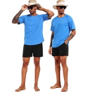 NELEUS Mens UPF 50+ Shirt SPF Sun Protection Quick Dry Short Sleeve Shirt 3 Pack,Navy Blue+Blue+Olive Green,US Size XL