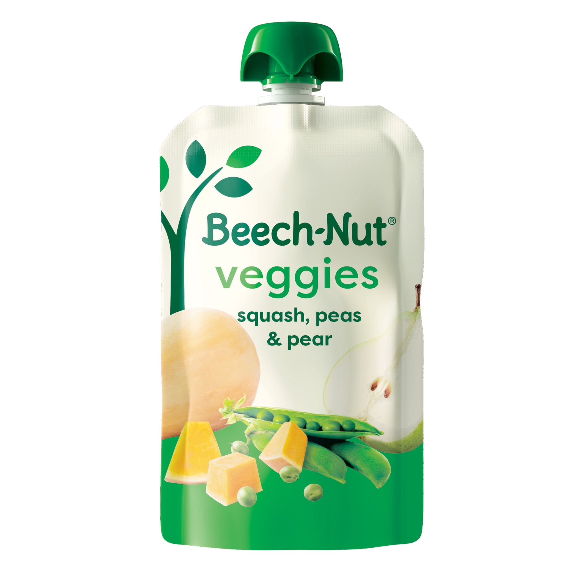 Beech-Nut Veggies Stage 2 Baby Food, Squash Peas & Pear Vegetable & Fruit Puree, 3.5 oz Pouch