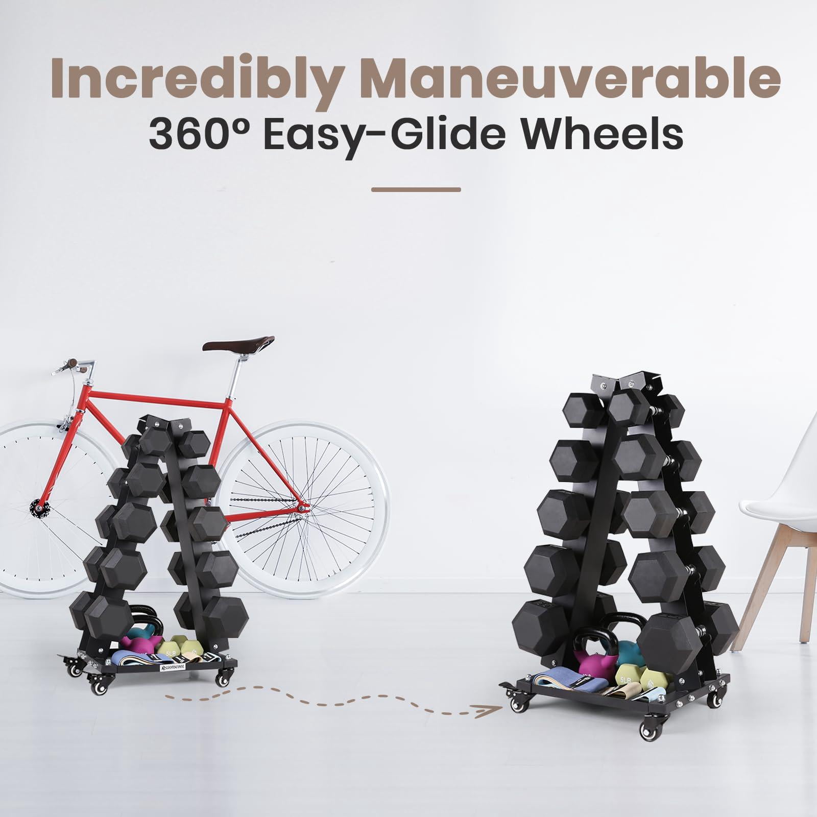 Solid Steel Dumbbell Rack Stand Only  A-frame Portable Weight Storage Organizer With Optional Tray And Wheels For Home Gym Fitness (200lbs/300lbs/700lbs Capacity Available)