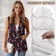 thumbnail image 5 of Psesaysky Women’s Vest Tops Fall Winter Sleeveless Breast Cancer Awareness Print Blazer Jackets Single Button Work Suit with 2 Pockets, Size 2XL, 5 of 6