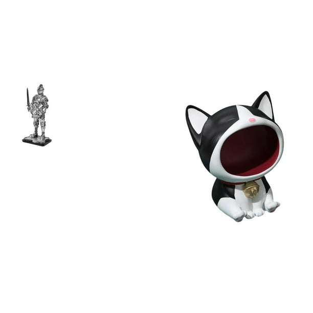 Estatua de caballero, figura decorativa, estatua de gato, cuenco para llaves, figura de escritorio, artesanía de resina, pieza de escritorio coleccion