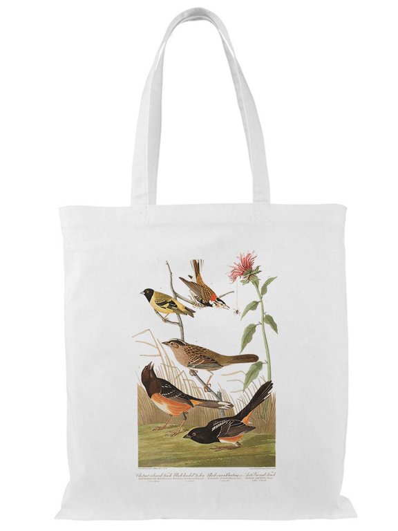 Chestnut Coloured Finch Tote Bag - John James Audubon Designs, One Size Cotton Canvas Tote Bag