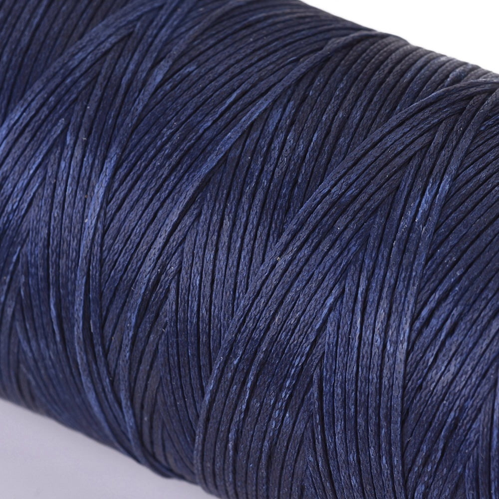 3Roll Waxed Polyester Cord Micro Macrame Cord Waxed Sewing Thread Flat Midnight Blue 0.8mm about 284.33 yards(260m)/roll