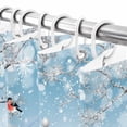 thumbnail image 5 of Blue Christmas Shower Curtain, 48" x 72", Dwarf Present Tree Bird Snowflake Winter Waterproof Bathroom Curtain Washable Shower Curtain Set with 12 Hooks, 5 of 6