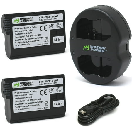 Image of Wasabi Power Battery (2-Pack) and Dual Charger for Nikon EN-EL15 EN-EL15a EN-EL15b EN-EL15c
