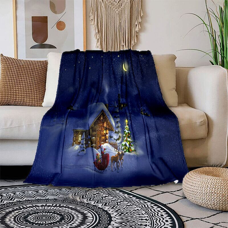 Merry Christmas Flannel Throw Blanket Christmas Gift Santa Claus