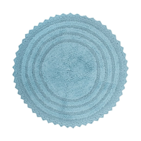 Cameo Blue Round Crochet Bath Mat
