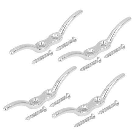 

Unique Bargains 4 Set 316 Stainless Steel 6 Inch Rope Boat Deck Flagpole Cleat Hook with 8 Mounting Screws