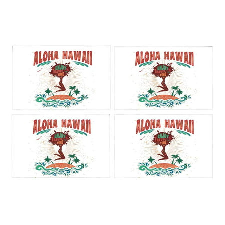 MKHERT Inspirational Summer Aloha Hawaii Hipster My Best Vacation Placemats Table Mats for Dining Room Kitchen Table Decoration 12x18 inch,Set of