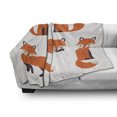 thumbnail image 3 of Fox Soft Flannel Fleece Blanket, Cartoon Foxes in Modern Style Sitting and Sleeping on White Background Print, Cozy Plush for Indoor and Outdoor Use, 50" x 60", Beige Orange Indigo, by Ambesonne, 3 of 6