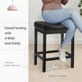 thumbnail image 5 of Saddleback Bar Stools, Backless Counter Stools, Metal Base with Modern PU Leather Saddle Seats, Black, Set of 2, 5 of 8