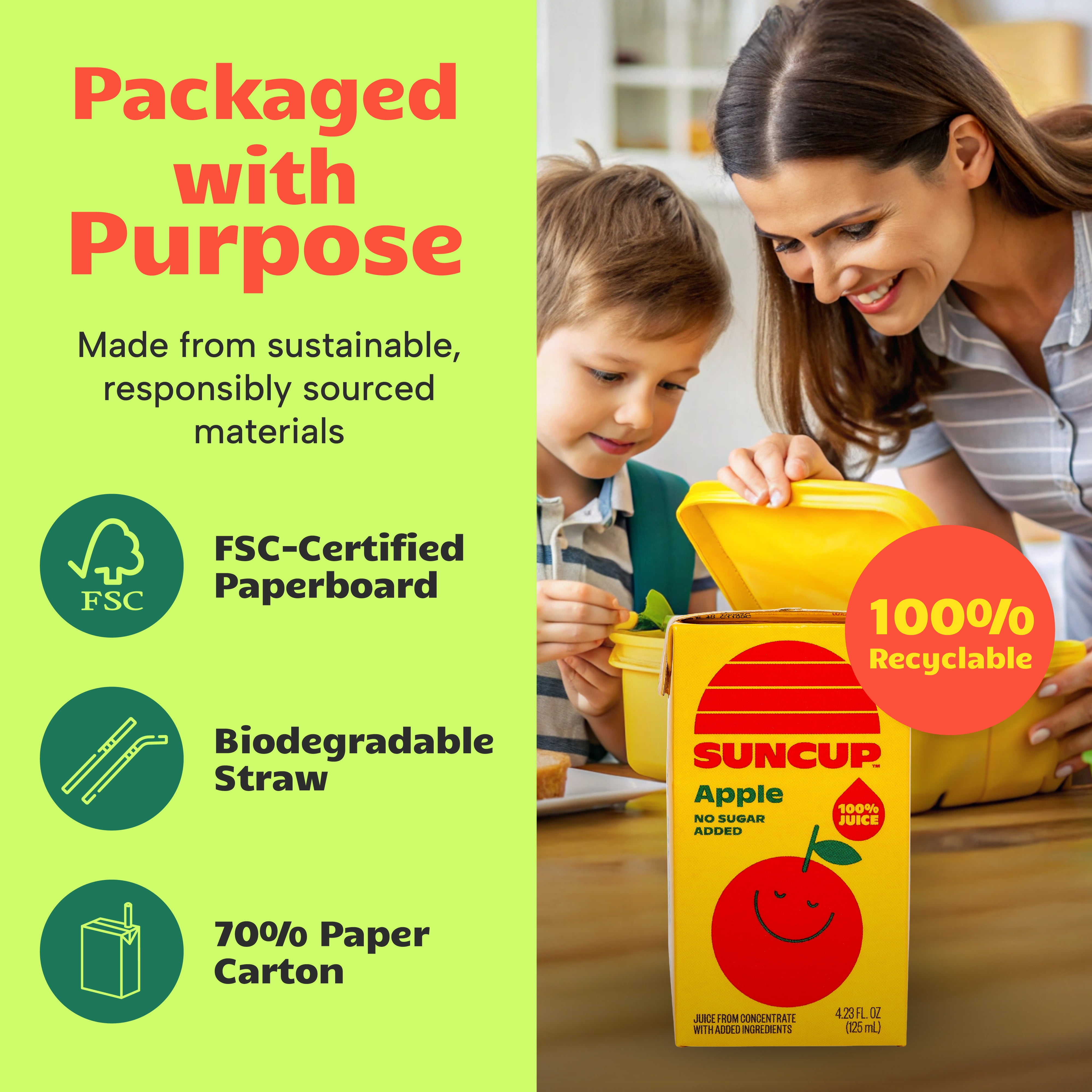 SunCup Juice - Apple Juice (40 Pack) 4.23 oz Juice Box with Straw | No Sugar Added, All-Natural Apple Blend for Kids, Bulk Pack for School Lunches, Snacks, or Travel