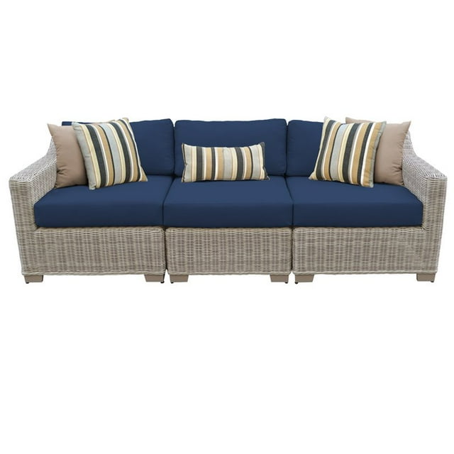 Coast 3 Piece Outdoor Wicker Patio Furniture Set in Navy