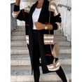 thumbnail image 4 of Autumn Winter Women Stripe Sweater Cardigan Solid Color Long Sleeve Casual 2022 Streetwear Sexy Knitting Open Long Sweater Tops, 4 of 6