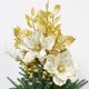 thumbnail image 4 of Juego de 6 flores de terciopelo artificial color blanco y dorado, con diseño de flor para decoración de árbol, centro de mesa, 4 of 4