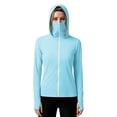 thumbnail image 6 of Women's Loose Fit Long Sleeve Hooded Zipper Solid Color Sun Protection Top Shirt Casual Daily Fashion Shirts | CSEONE,Light Blue M, 6 of 6