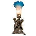 thumbnail image 5 of 13"High Pink and Blue Twin Cherub Pond Lily Mini Lamp, 5 of 7