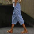 thumbnail image 2 of CYYOLLPF Cotton Capri Pants for Women Long Lounge Pant Yoga Capri Pants Hiking Wide Leg Pants Women' s Culottes Paper Bag Pants Yoga Sweatpants Womens Embroidery Floral Pants Blue L, 2 of 9
