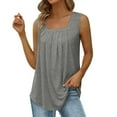 thumbnail image 1 of Playeras,Blusas y Tops,Ropa para Mujer Tank Tops Mujer Chaleco de verano Suelto plisado Cuello cuadrado Top sin mangas Dobladillo curvo Suelto Top de mujer de tamaño (Grey, L), 1 of 7