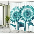 thumbnail image 2 of Abstract Marble Print Design of Greenery Clouds and Dreamy Leafy Peduncles, Cloth Fabric Bathroom Decor Set with Hooks Blue Dark Khaki, 2 of 5