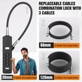 thumbnail image 3 of Cable Locks with Combination, Wire Rope 4-Digit Combination Ski Lock with 3 Lengths Steel Cables for Closet, Gate, Bike, Luggage, Snowboard, Cabinet, Wardrobe, Fence, Fridge (Black - 1pc), 3 of 8