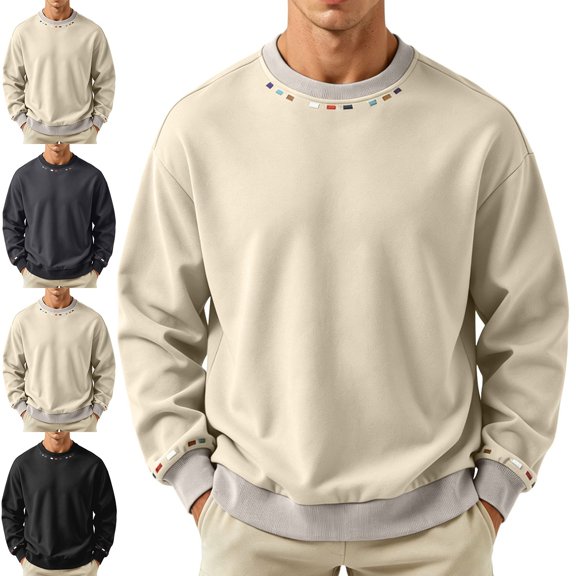 Zysthvn Pullover Mens Sweatshirts with No Hoods Casual Long Sleeve Lightweight Fall Sweatshirts for Men Crewneck Loose Solid Tops for Men