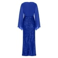 thumbnail image 6 of Miqool Women's Elegant Wrap V Neck Chiffon Sequin Wedding Guest Dresses Batwing Long Sleeve Bodycon Maxi Dress Evening Party Cocktail Dress Prom Gowns with Slit, 6 of 8