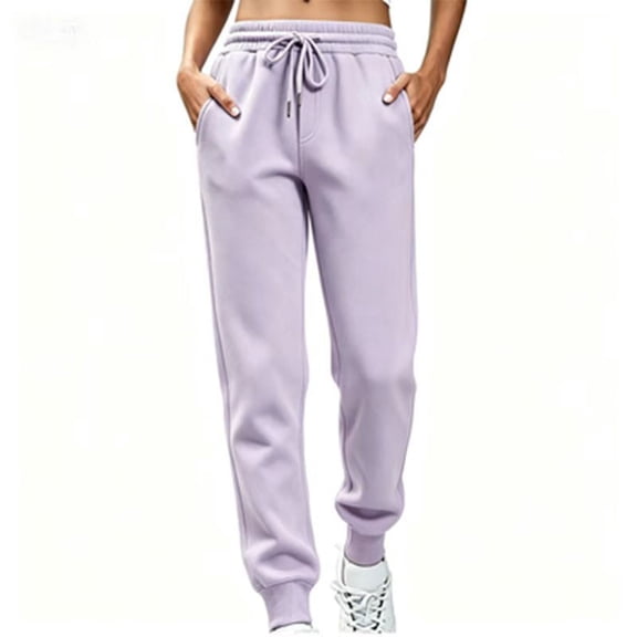 WRKEKC Jogger Pants for Women Elastic Drawstring Waist Cuffed Ankle Sweatpants Loose Fit Soft Casual Trousers with Side Pockets for Sports and Daily Wear