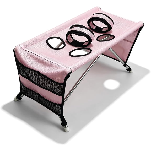 Pet Grooming Hammock for Dogs Portable Elevated Dog Grooming Table Foldable Bath Stand Sling Chair for Small Medium Pets Washing Nail Trimming Drying Mesh UpgradedPink