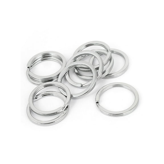 Unique Bargains Household Silver Tone Metal 1" Dia Ring Hanging Keyring Key Chain Holder 10pcs