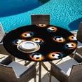 thumbnail image 6 of Black Soccer Round Tablecloth 36-44 Inch Round Fitted Table Cloth with Elastic Edge, Orange Blue Football Sports Waterproof Table Cover Protector for Outdoor Picnic Party Dining, 6 of 9