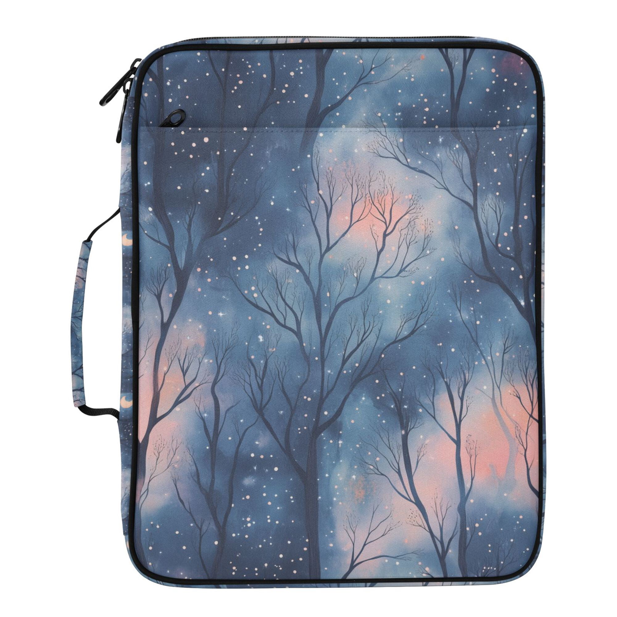 FORMRS Accordion File Folder A4 Size 7-Pocket Expanding Document Organizer Bag with 3 Ring Binder, Trees in The Night