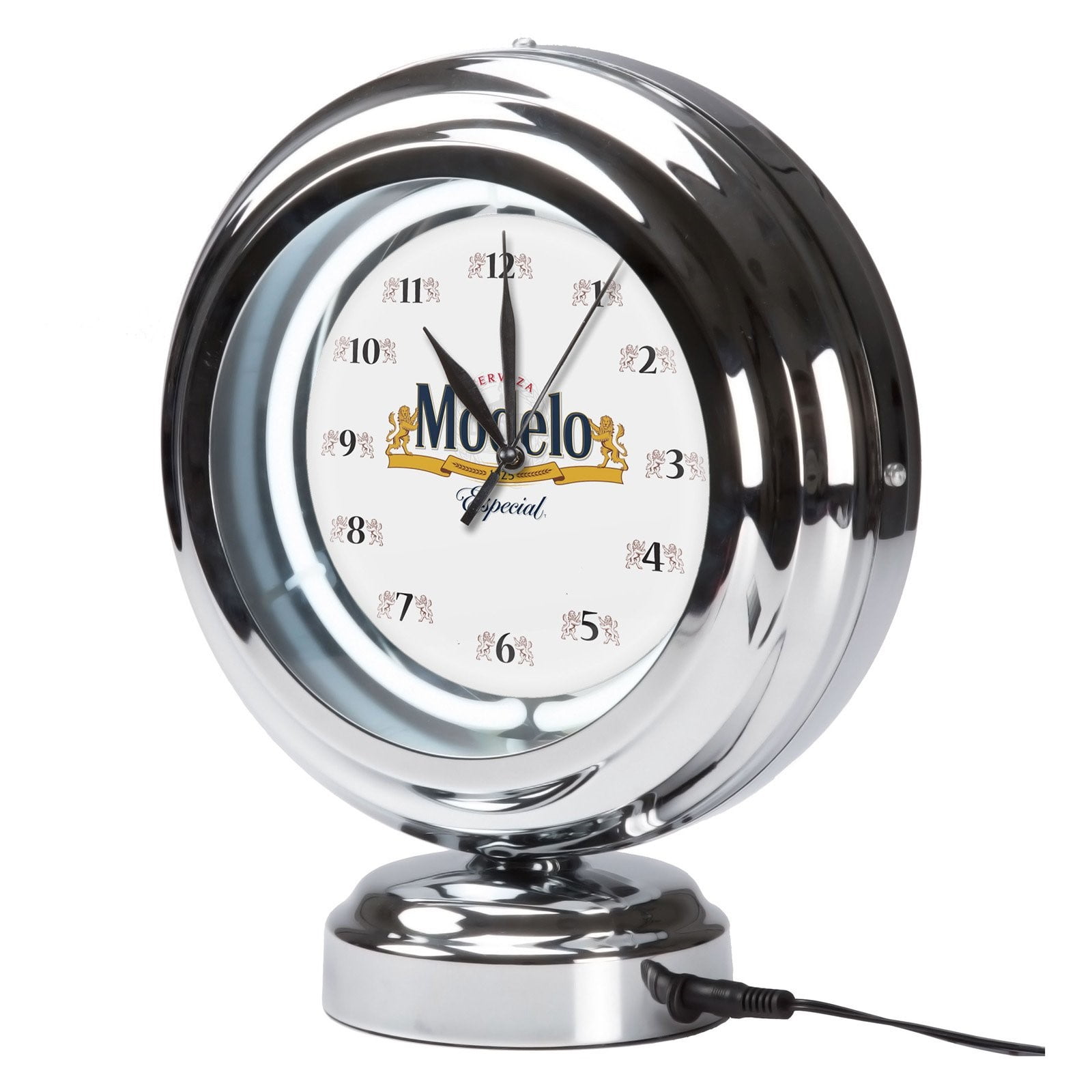 Modelo Chrome Retro Style Tabletop Neon Clock