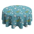 thumbnail image 4 of Blue Cartoon Dinosaur and Unicorn Rainbow Cloud Round Tablecloth 60"x60",Wrinkle Wipeable Table Cloth for Kitchen Dining Room Picnic Patio Party, 4 of 6