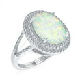thumbnail image 4 of Bling Jewelry Womens Vintage Style Gemstone Opal Cocktail Statement Ring with CZ Halo Sterling Silver, 4 of 4