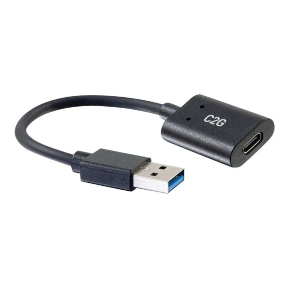 C2G USB C to USB Adapter - SuperSpeed USB Adapter - 5Gbps - F/M - USB adapter - 24 pin USB-C (F) reversible to USB Type A (M) - USB 3.0 - 6 in - molded - black