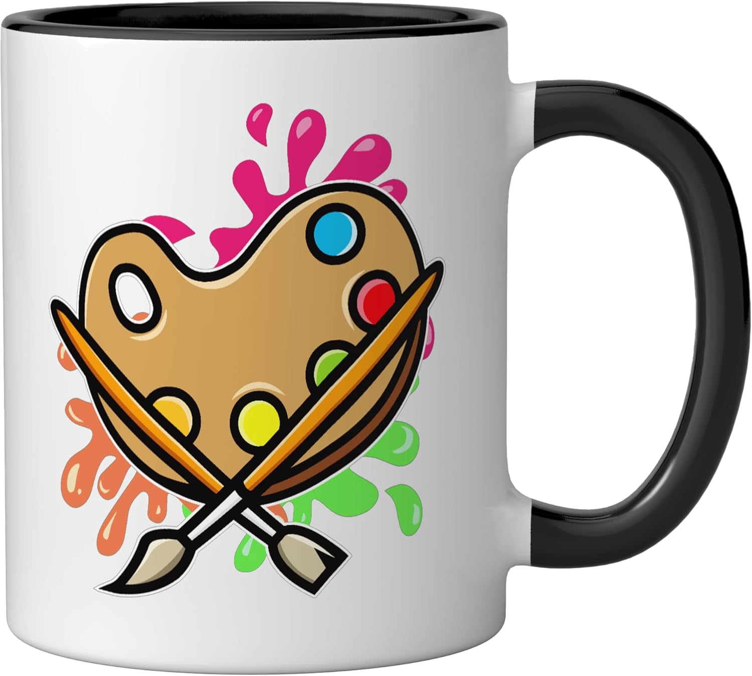 JJEAN-Artist Paint Palette And Brushes I Art I Artist Ceramic Mug, Black/White
