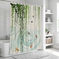 thumbnail image 6 of Spring Green Leaves Shower Curtain, Waterproof Shower Curtains for Bathroom, Japanese Koi Fish Birds Vintage Washable Fabric Bathtub Curtain Set Bath Decor with 12 Hooks Extra Long 72"x96", 6 of 8