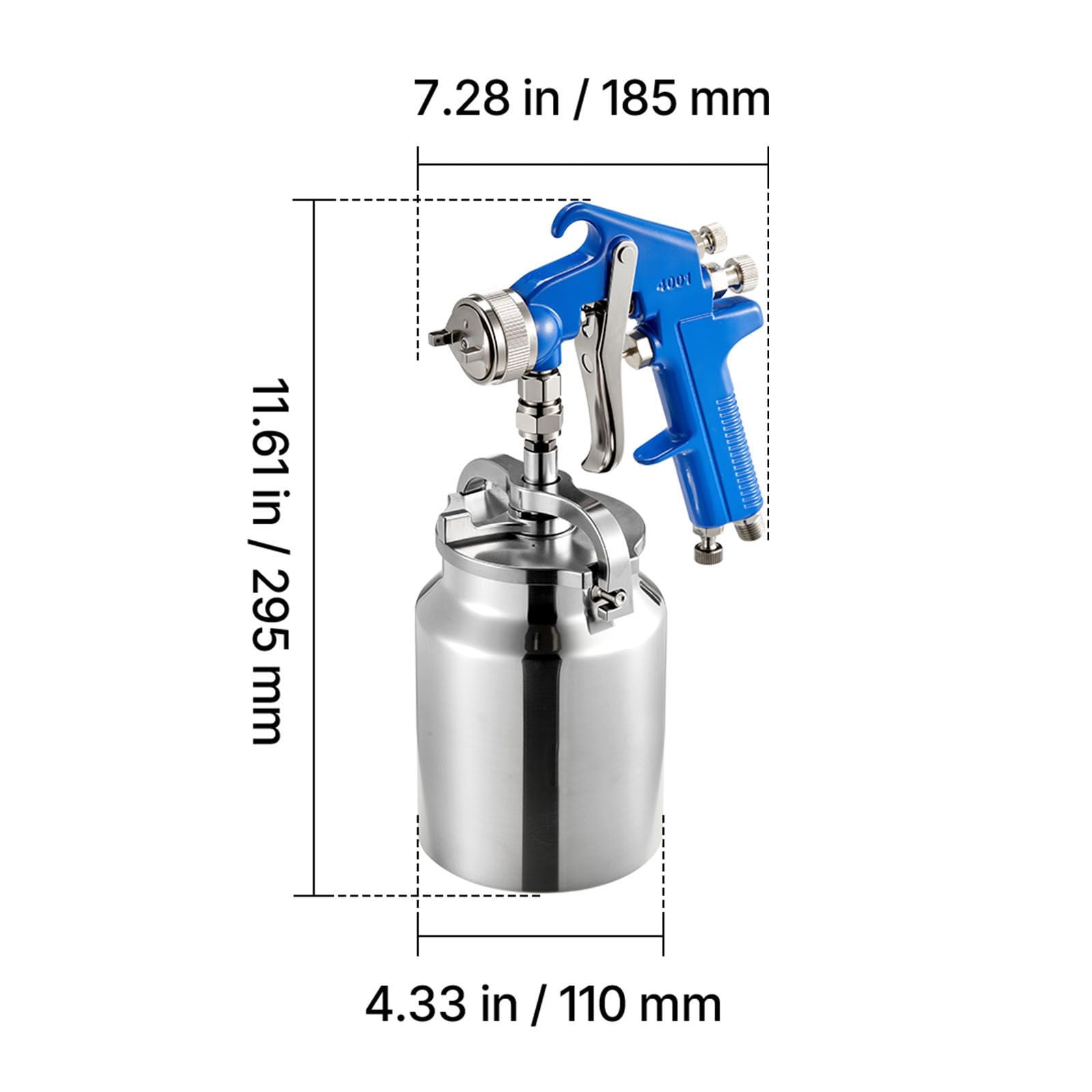 Siphon Feed Spray Gun, High-Precision with 3 Independent Adjustments, Stainless Steel Nozzle and Brass Cap, 1000ml Paint Cup, for Automotive and Furniture Spraying