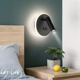 thumbnail image 3 of Luces De Noche Lámpara De Pared LED Luces De Pared De Hotel Interior Lámpara De Pared De Pasillo De Noche Con Interruptor Negro 3W + 9W (Redondo) [Clase de eficiencia energética A+], 3 of 5