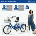 thumbnail image 2 of Uforic 26" Adult Tricycle, Single-Speed 3-Wheel Cruiser Bike with Removable Basket in Blue, 2 of 8