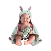 JC Toys La Newborn with Hooded Rabbit Towel - Realistic 17" Anatomically Correct Real Girl - All Vinyl Designed by Berenguer for Children 2 