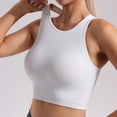 thumbnail image 2 of felwors Women's Yoga Tank Top Seamless Stretch with High Neck Ribbed Sports Crop Vest for Gym Workout Pilates Everyday Activewear (White, M), 2 of 5
