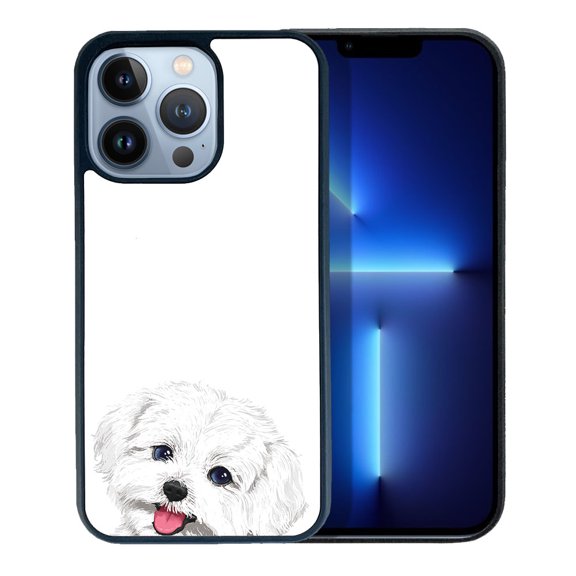 FINCIBO Soft Rubber Protector Cover Case for Apple iPhone 13 Pro 6.1" 2021 (NOT FIT Apple iPhone 13 mini 5.4" 2021/iPhone 13 6.1" 2021/iPhone 13 Pro Max 6.7" 2021), Animal Maltese Dog